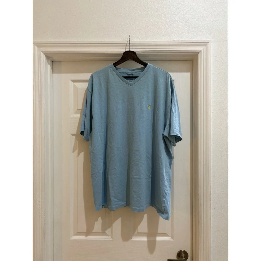 Polo Ralph Lauren Men's XXL Light Blue V-Neck T-Shirt Pony Logo